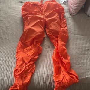 SHEIN Orange Ruched Track Pants